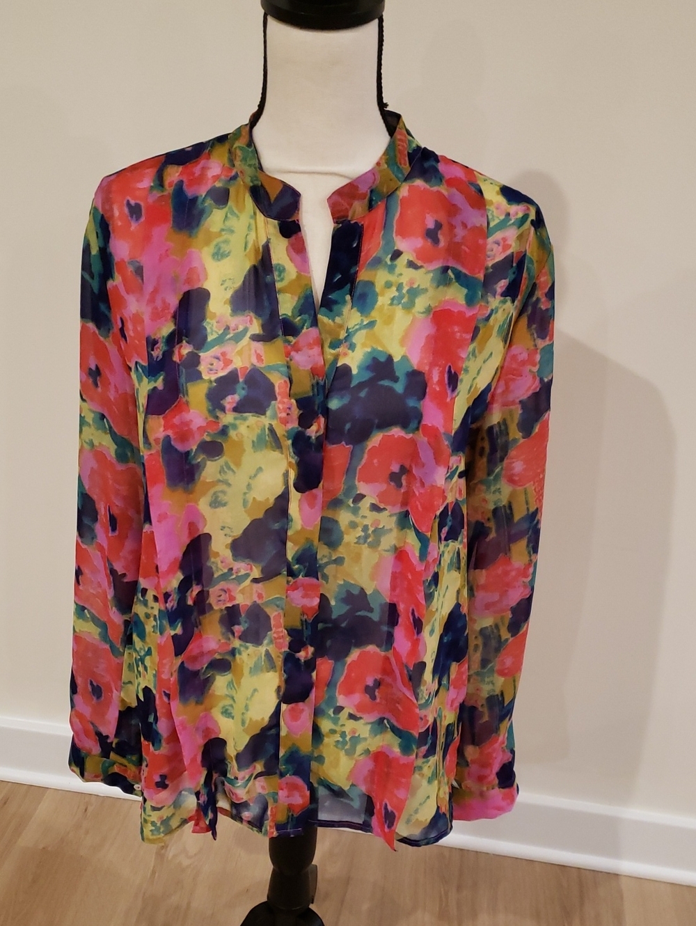 W118 by Walter Baker Colorful Watercolor Print Button-Front Blouse